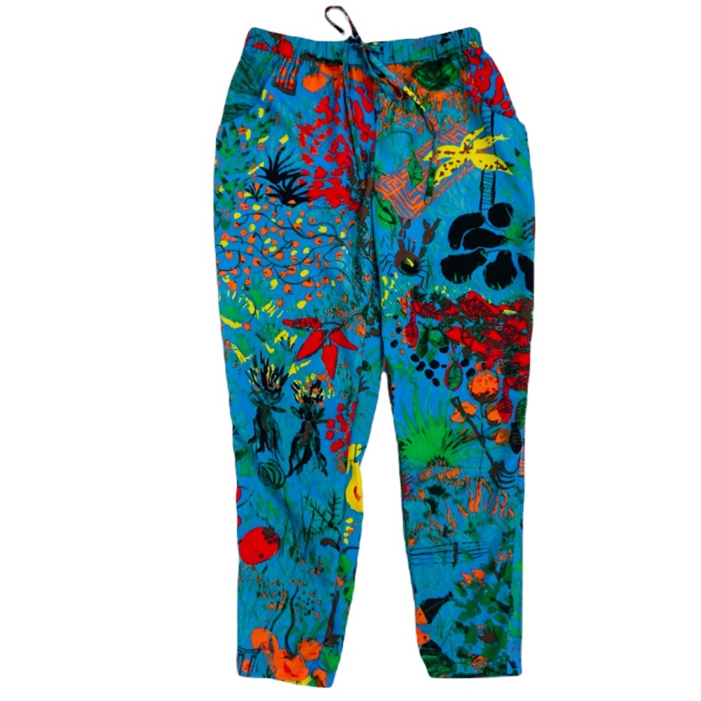 Neon garden floral print pants. Size XS
